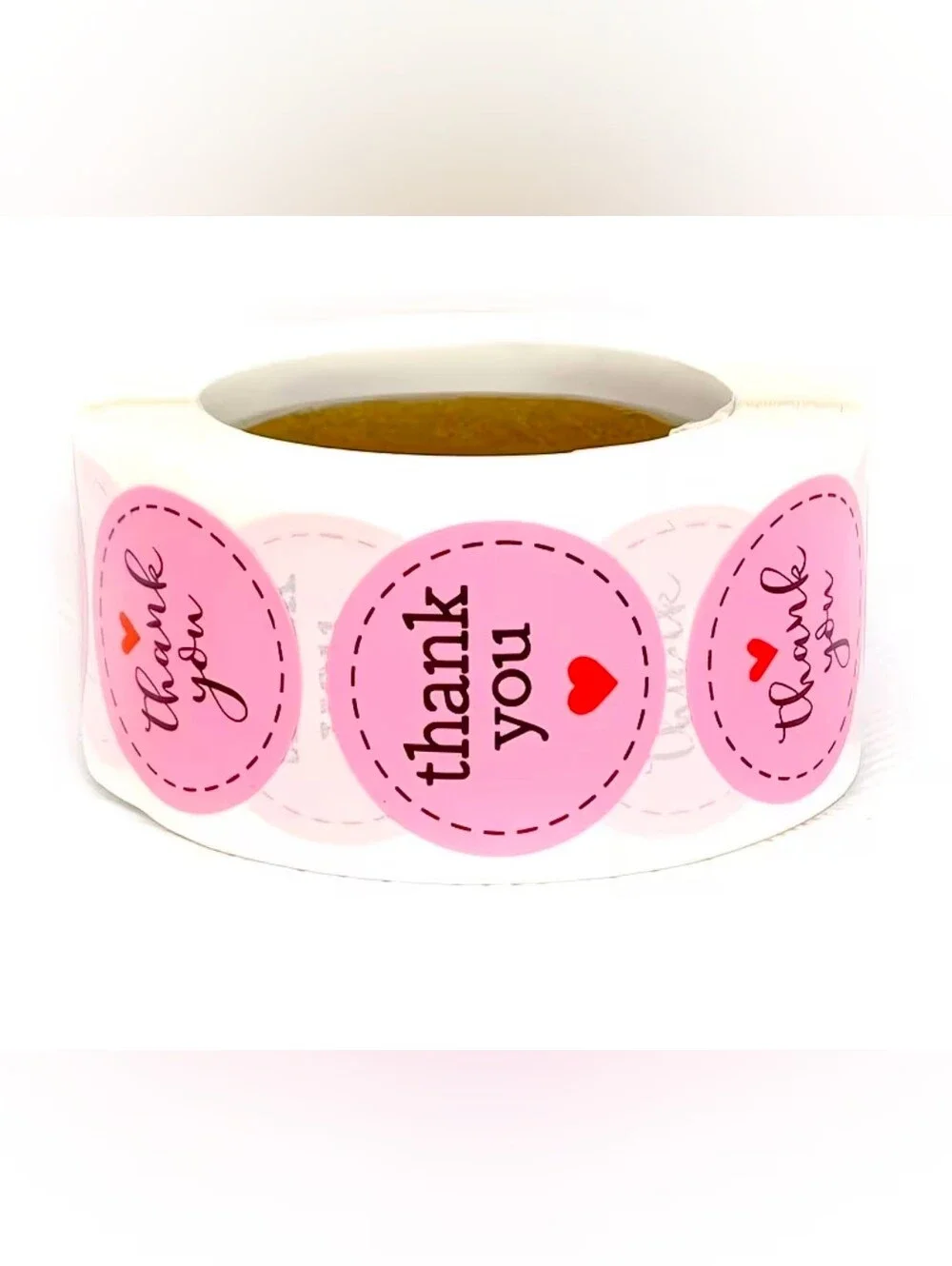 500 Count Pink Thank You Sticker Roll, NIP